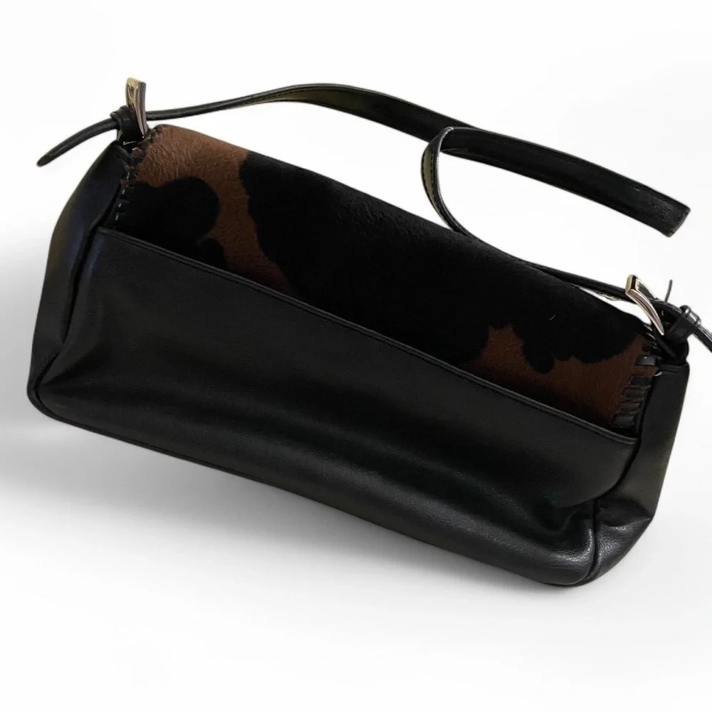 Brown and Black Shoulder Bag with Abstract Pattern